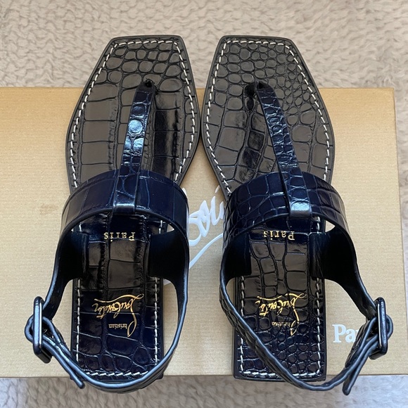 Christian Louboutin Croc Embossed Sandals - Picture 1 of 7